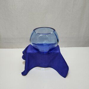 Tiffin Optic Copen Blue Art Glass Bowl Handcrafted Elegant Collectible Vintage